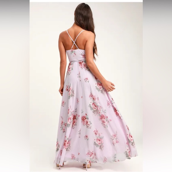 Lulu’s Lavender Floral Print Wrap Maxi Dress - Picture 2 of 4
